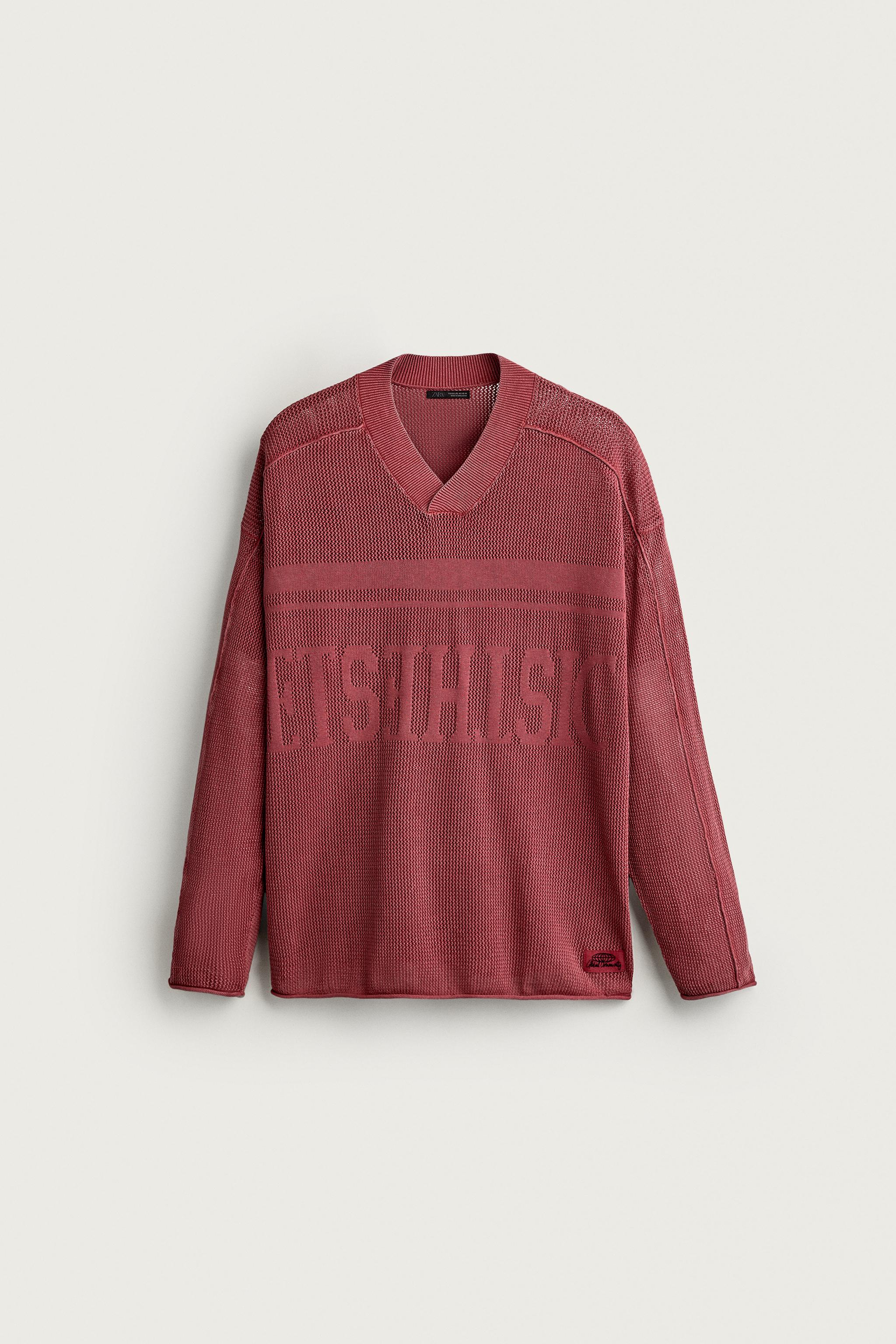 WASHED JACQUARD OPEN-KNIT JUMPER